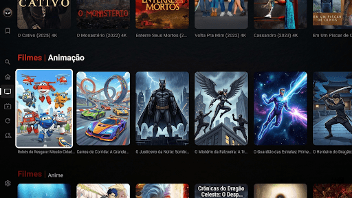 Guia de programação do Lumus Player na TV